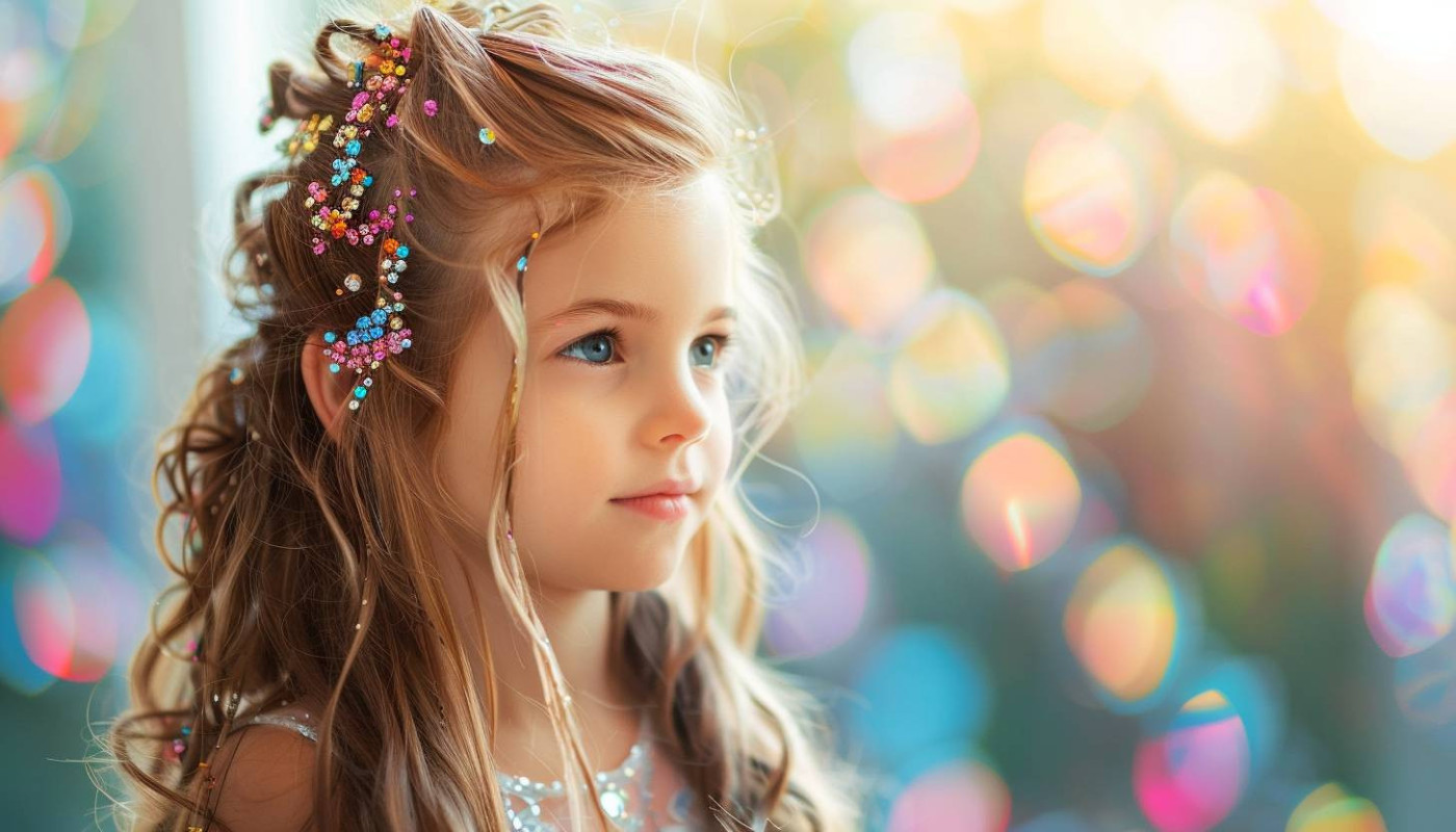 Des idées de coiffures créatives avec des strass pour petites filles